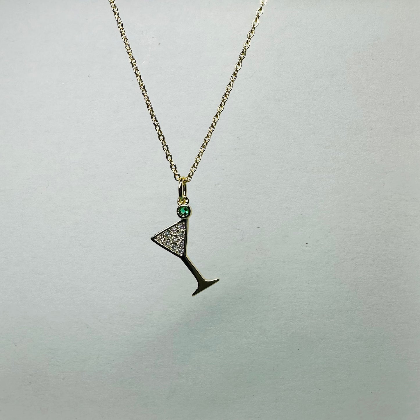 18K gold chain with 18K martini glass charm