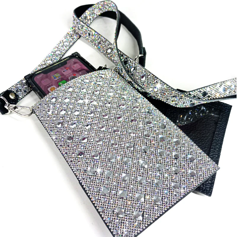 Cellphone Purse - White Diamond Silver