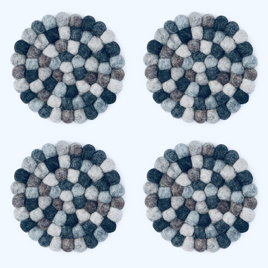 MODWOOL Felt Ball Coaster Set - Multi Natrual