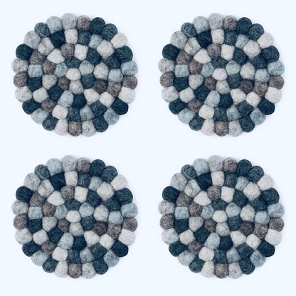 MODWOOL Felt Ball Coaster Set - Multi Natrual