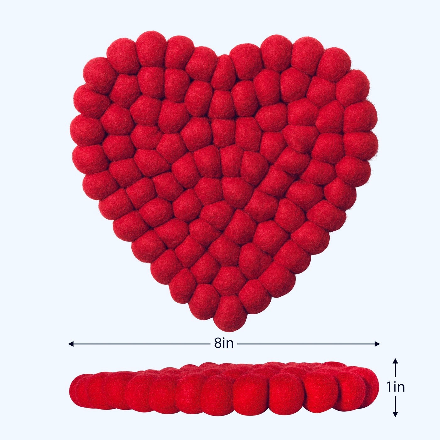 MODWOOL Felt Ball Round 8" Trivet - Heart