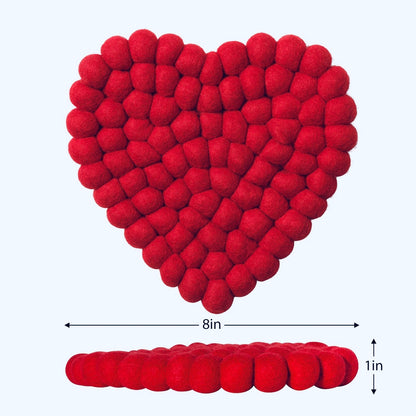 MODWOOL Felt Ball Round 8" Trivet - Heart