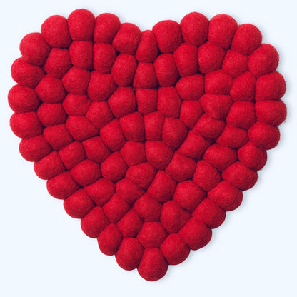 MODWOOL Felt Ball Round 8" Trivet - Heart