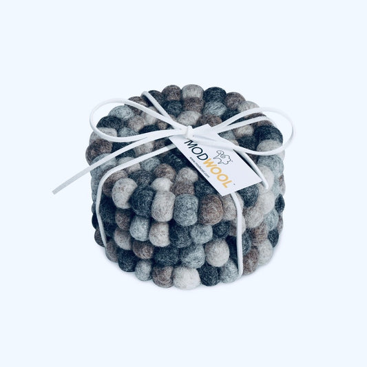 MODWOOL Felt Ball Coaster Set - Multi Natrual