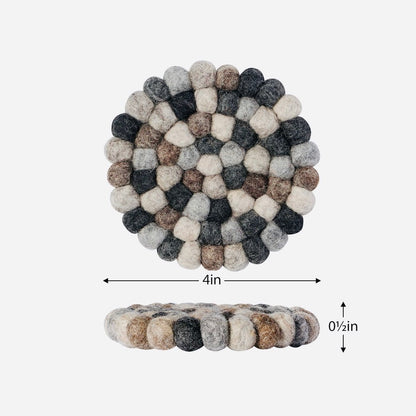MODWOOL Felt Ball Coaster Set - Multi Natrual