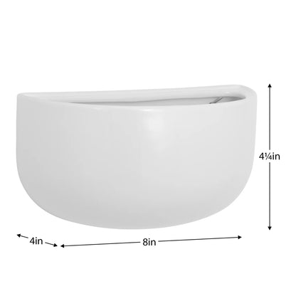 Centra Ceramic 8 x 4 x 4.25h" Wall Vase Planter - Wide White