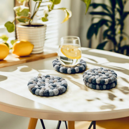 MODWOOL Felt Ball Coaster Set - Multi Natrual
