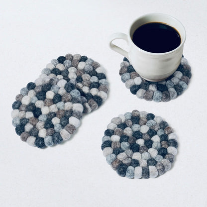 MODWOOL Felt Ball Coaster Set - Multi Natrual