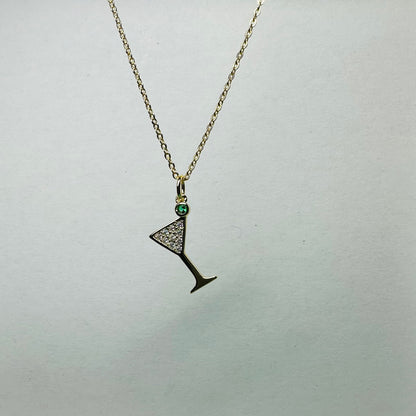 18K gold chain with 18K martini glass charm