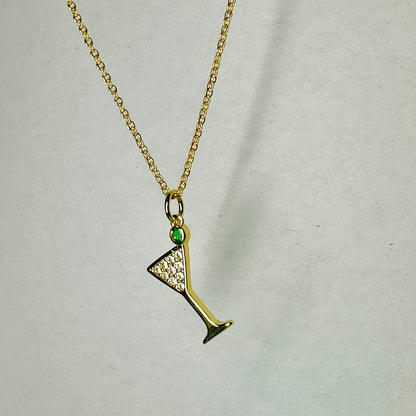 18K gold chain with 18K martini glass charm