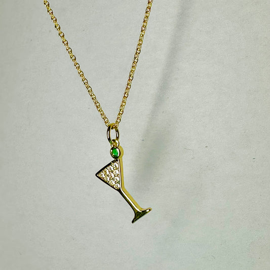 18K gold chain with 18K martini glass charm