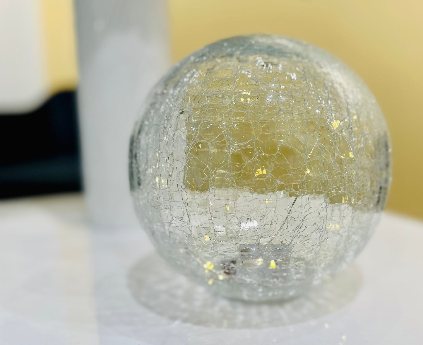 Crackle Glass LED Light 8"