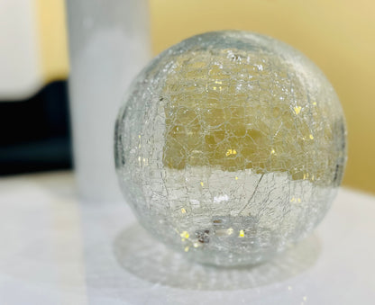 Crackle Glass LED Light 8"