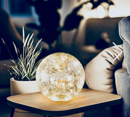 Crackle Glass LED Light 8"