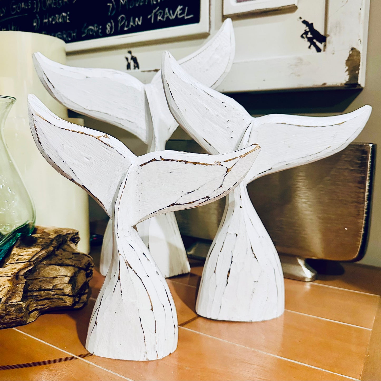 Rustic Driftwood Whale Tails (set of 3)
