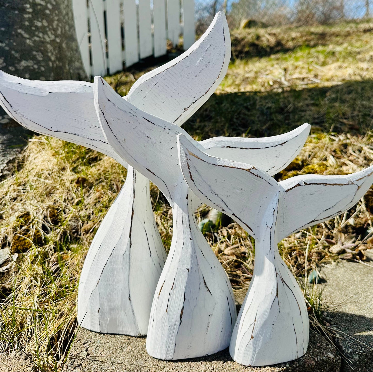 Rustic Driftwood Whale Tails (set of 3)