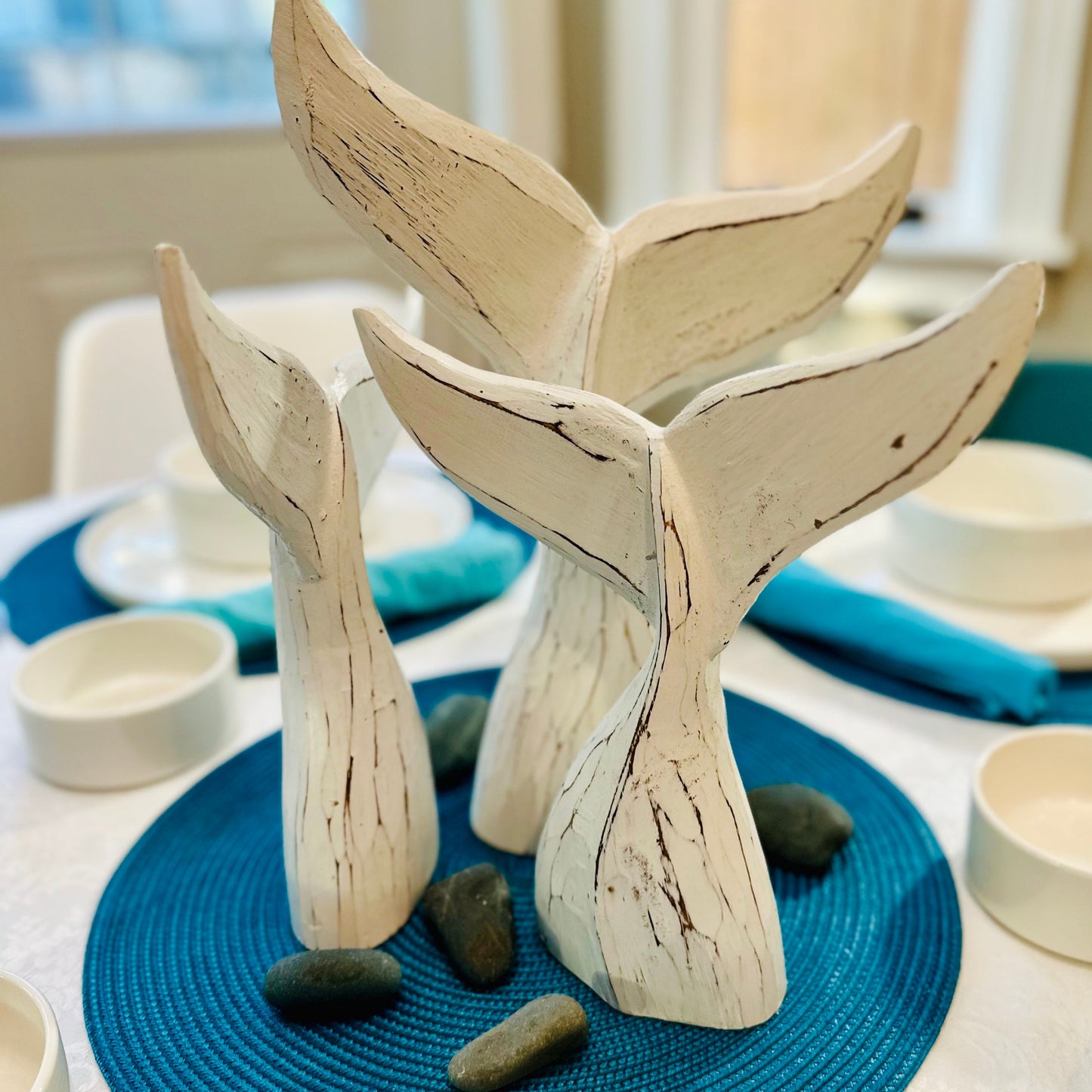 Rustic Driftwood Whale Tails (set of 3)