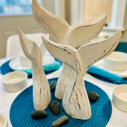 Rustic Driftwood Whale Tails (set of 3)