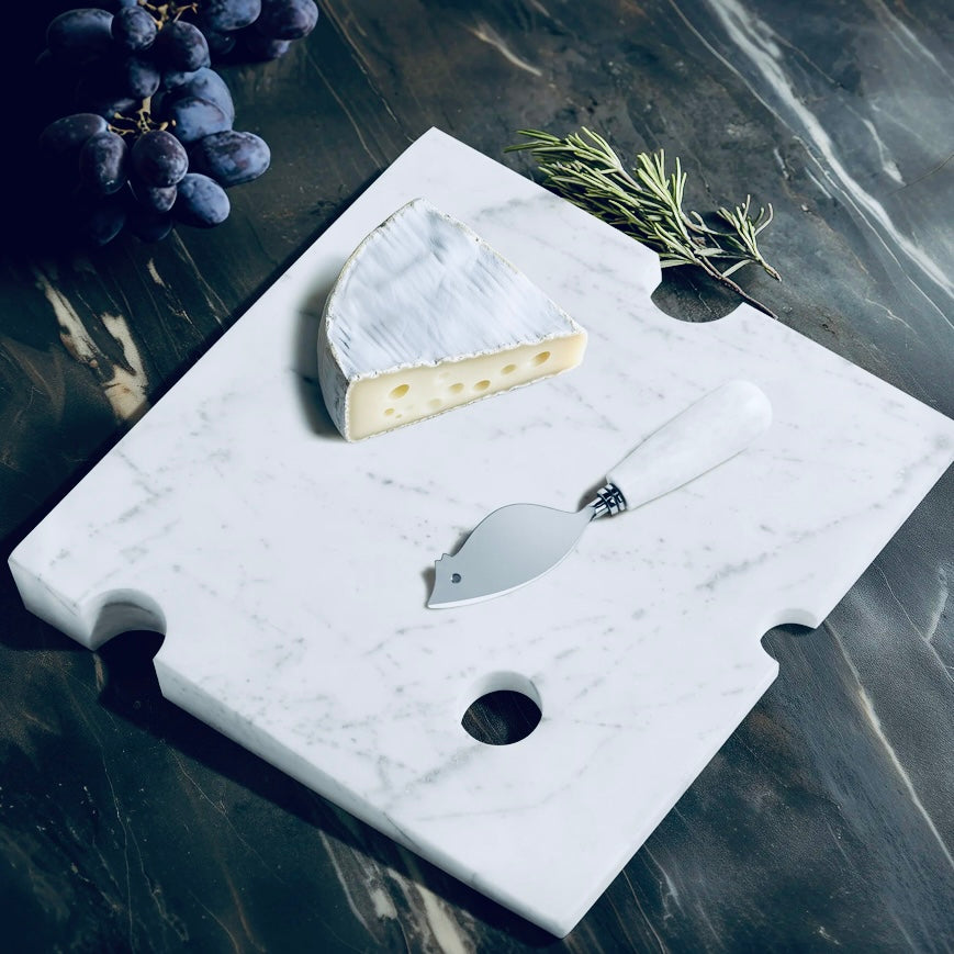 Wedge Marble Cheese Board with Mouse Knife