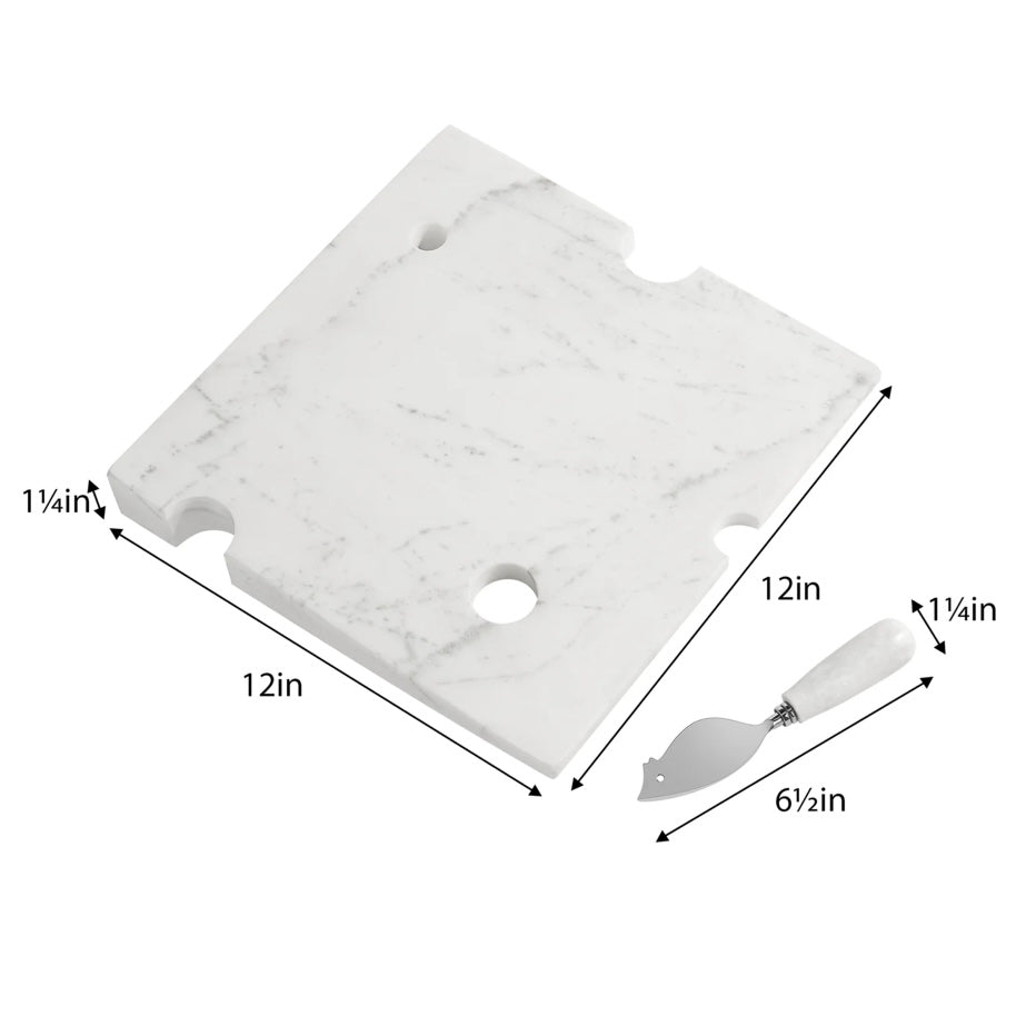 Wedge Marble Cheese Board with Mouse Knife