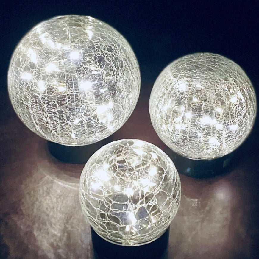 Crackle Glass LED Light 8"