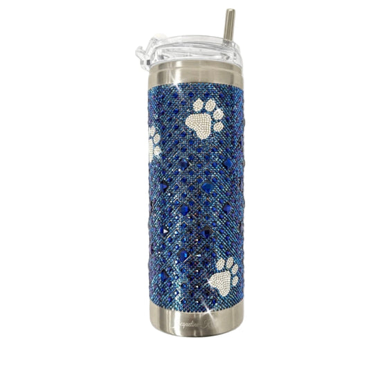 Jacqueline Kent Diamonds in the Ruff Tumbler in Blue with Silver Paws JKT103.BL