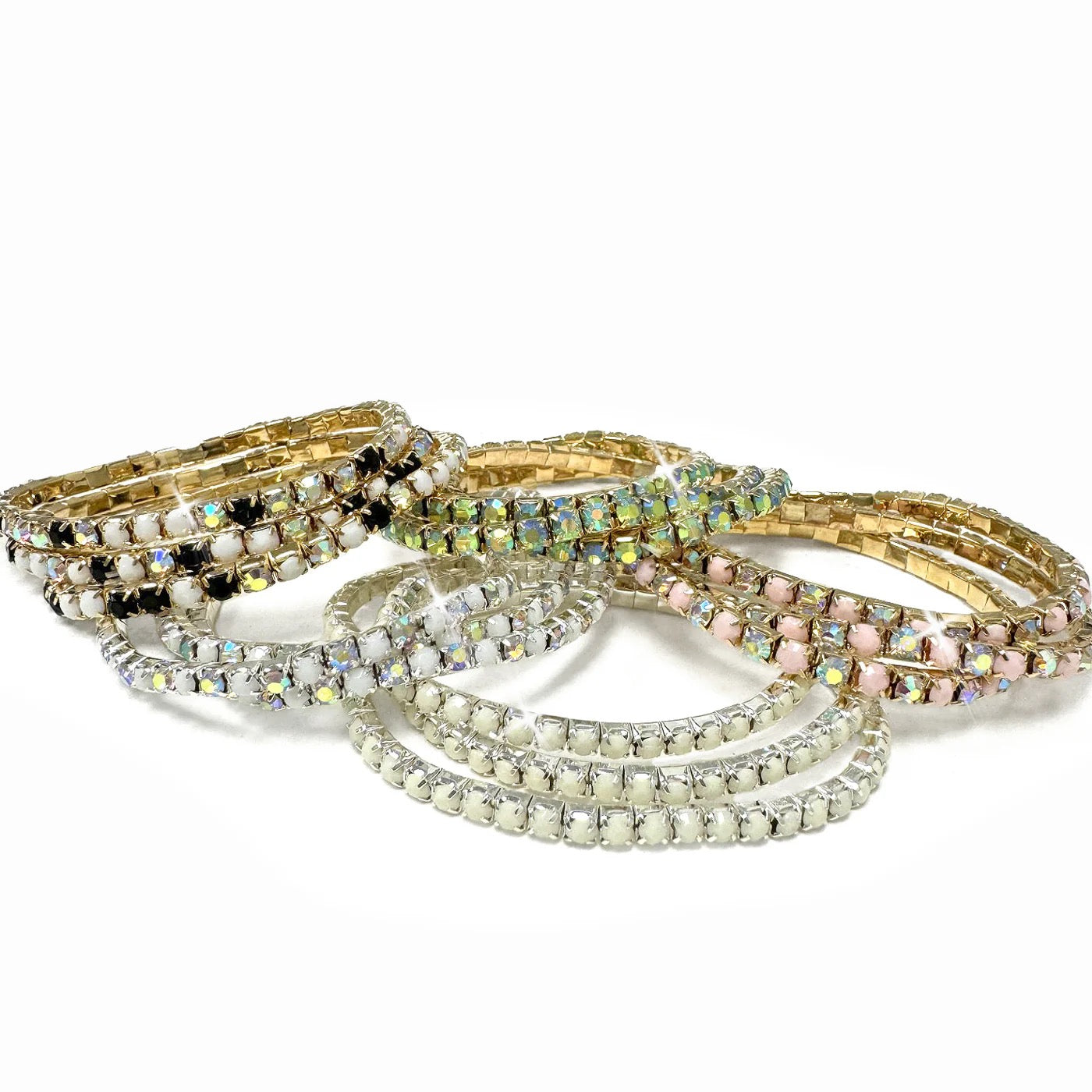Large Stretch Crystal Bracelets 3Pk