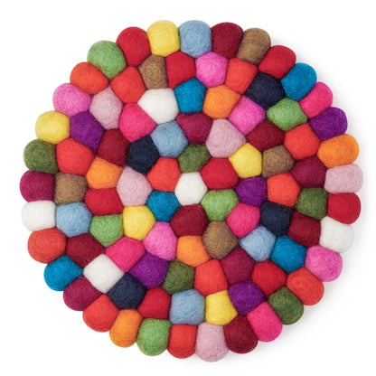 MODWOOL Felt Ball Round 8" Trivet - Multi Color