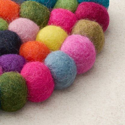 MODWOOL Felt Ball Round 8" Trivet - Multi Color