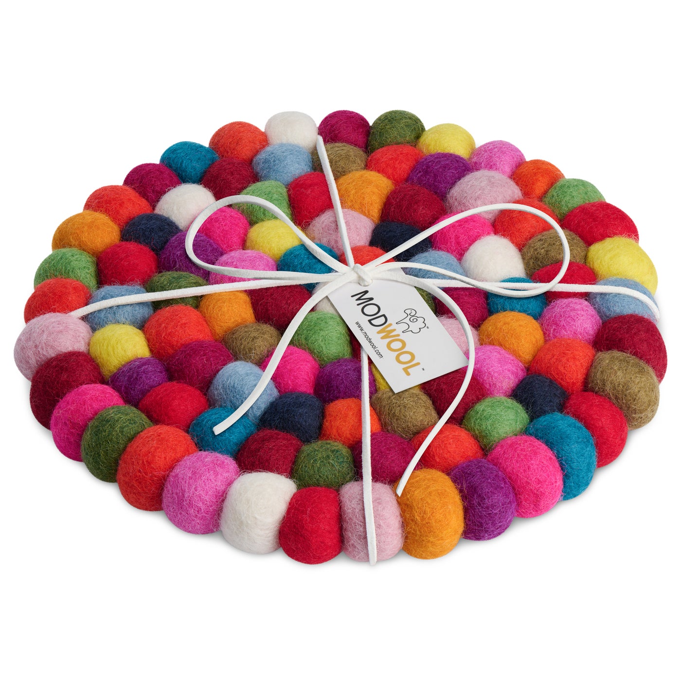 MODWOOL Felt Ball Round 8" Trivet - Multi Color