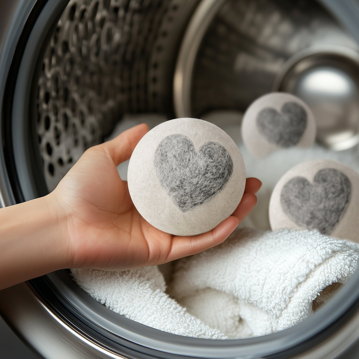 MODWOOL Felt Heart Design Dryer Balls