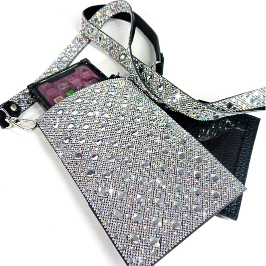 Cellphone Purse - White Diamond Silver