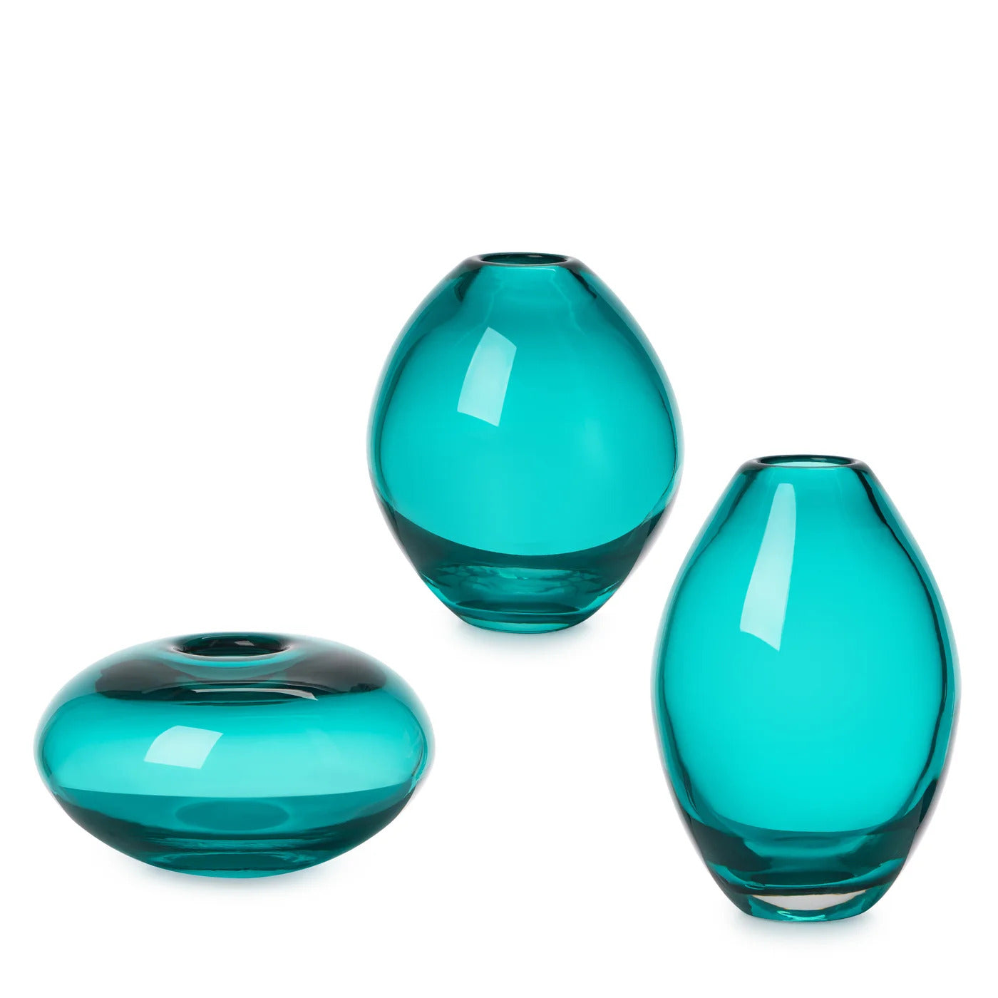Mini Lustre Assorted 3 Piece Turquoise Glass Vase Set