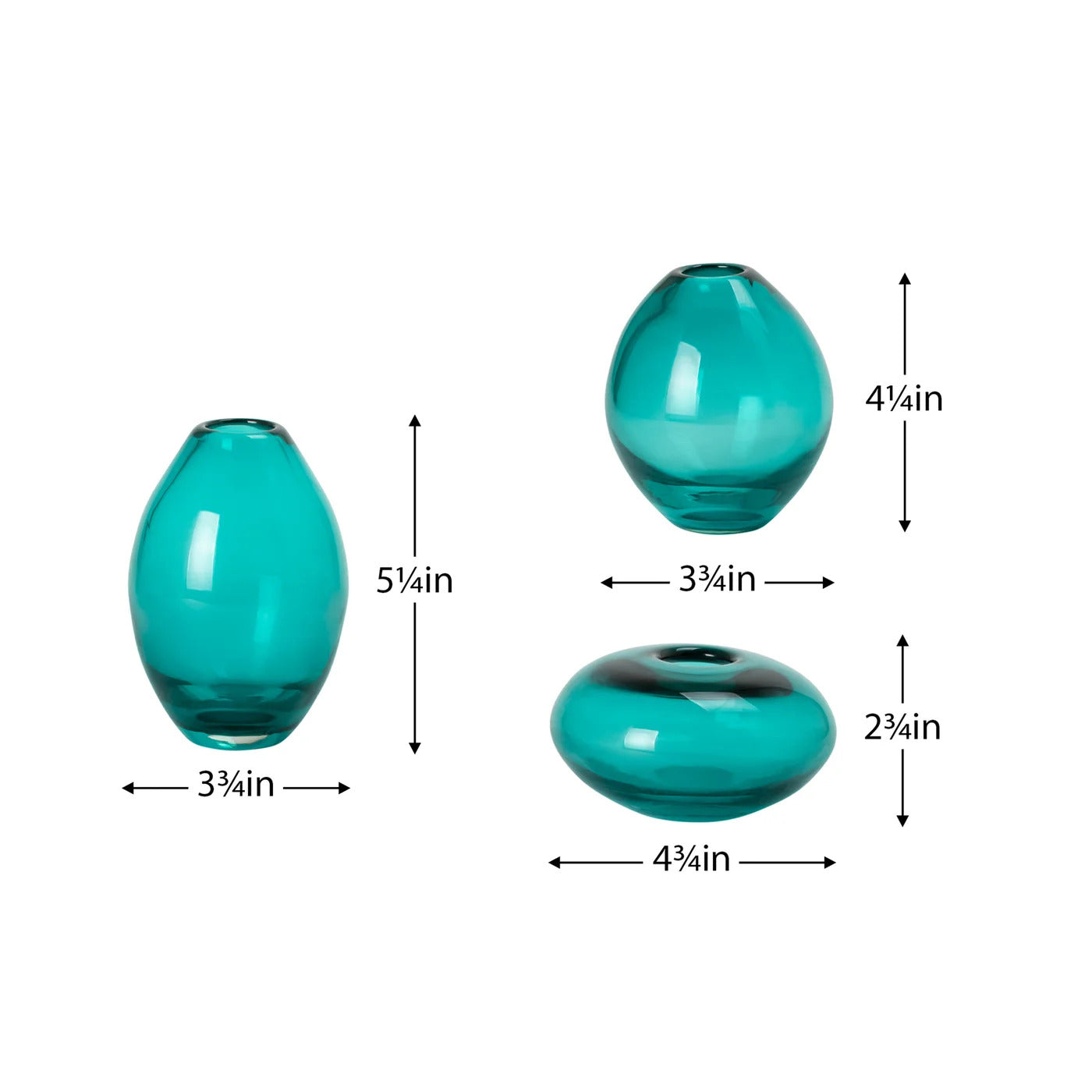 Mini Lustre Assorted 3 Piece Turquoise Glass Vase Set